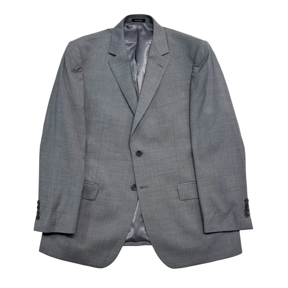 Pronto Uomo Platinum 44R 38x29 Gray 2pc Pant Suit Stretch Wool Flat Front Mens